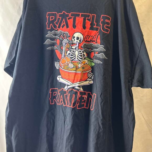 Rattle and Ramen Skeleton Men's Graphic T Shirt Tees Brisco Brands Size 3X - Picture 3 of 4